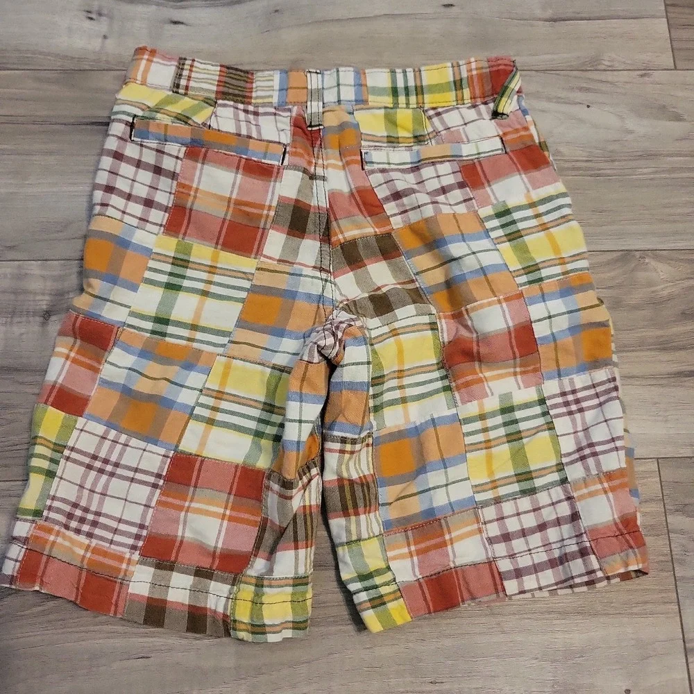 Old Navy Patchwork Plaid Chino Shorts Boys 7 Preppy Plaid Summer 8